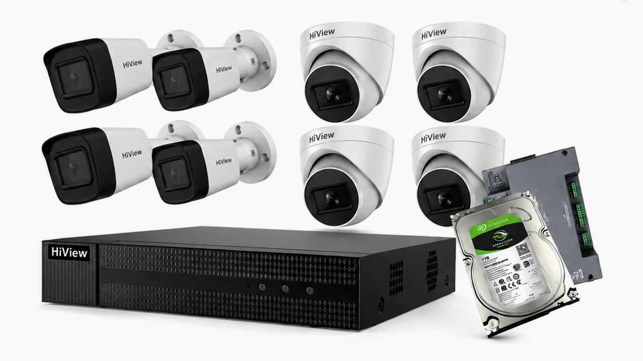 Paket CCTV HiView 2MP 8 channel: delapan kamera, DVR, dan hard disk 1TB